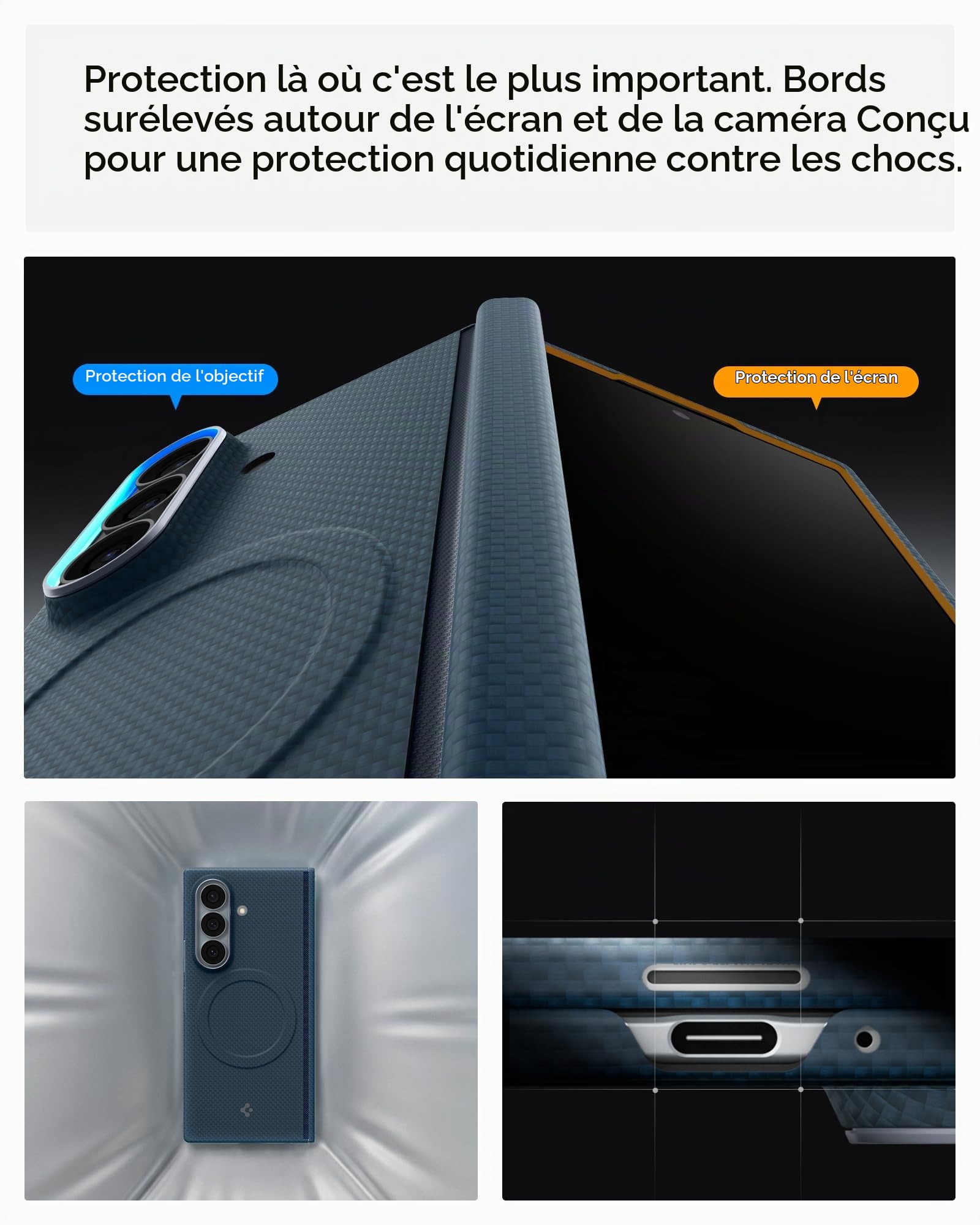 Spigen AirSkin Aramid MagFit Coque pour Samsung Galaxy Z Fold 8 Ultra -Bleu