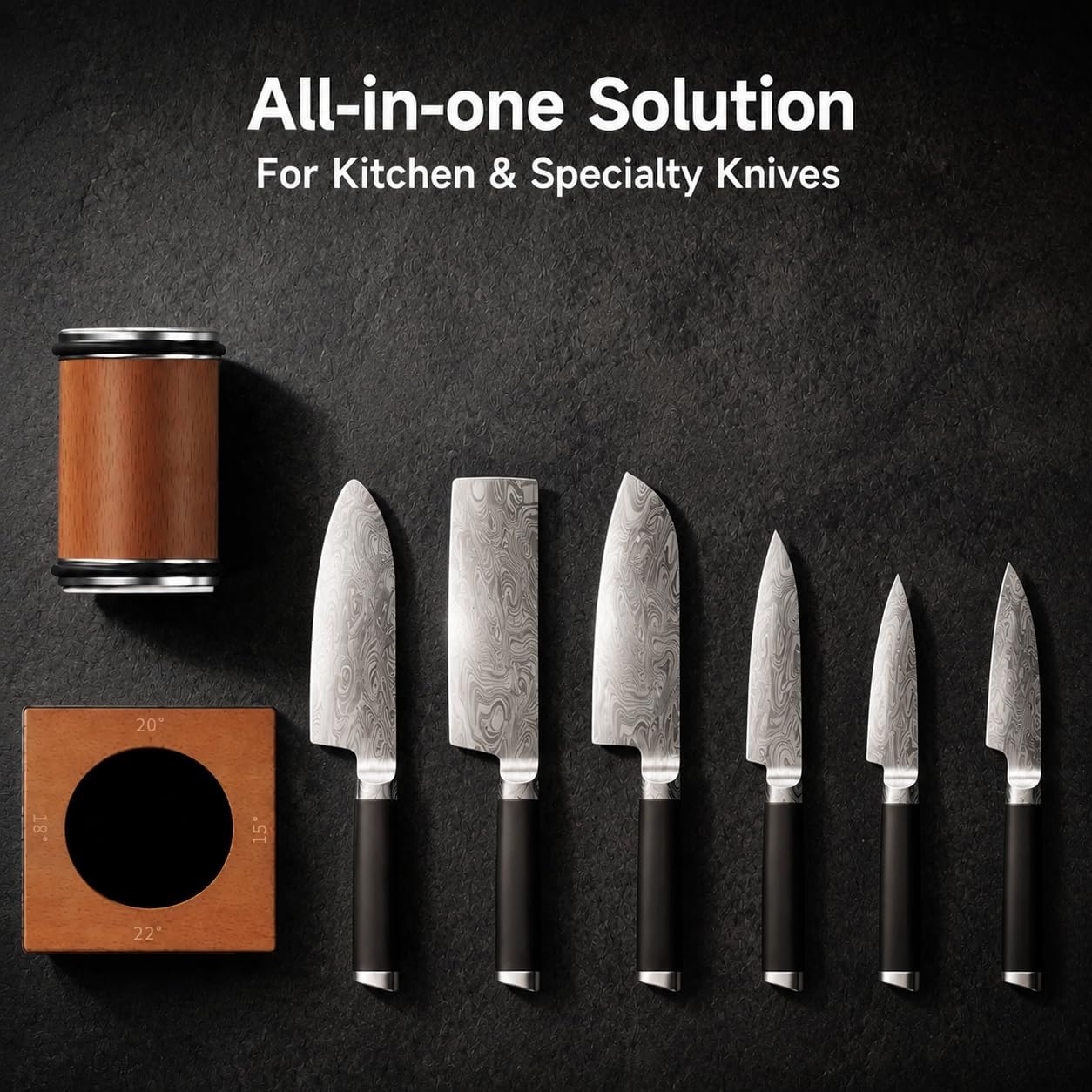 Rolling Knife Sharpener for Ultra Razor Sharp Edges Knife Sharpening Kit, Rolling Knife Sharpener Kit with Diamond and Stainless Steel Disc for Sharpening and Honing, 15°/18°/20°/22°