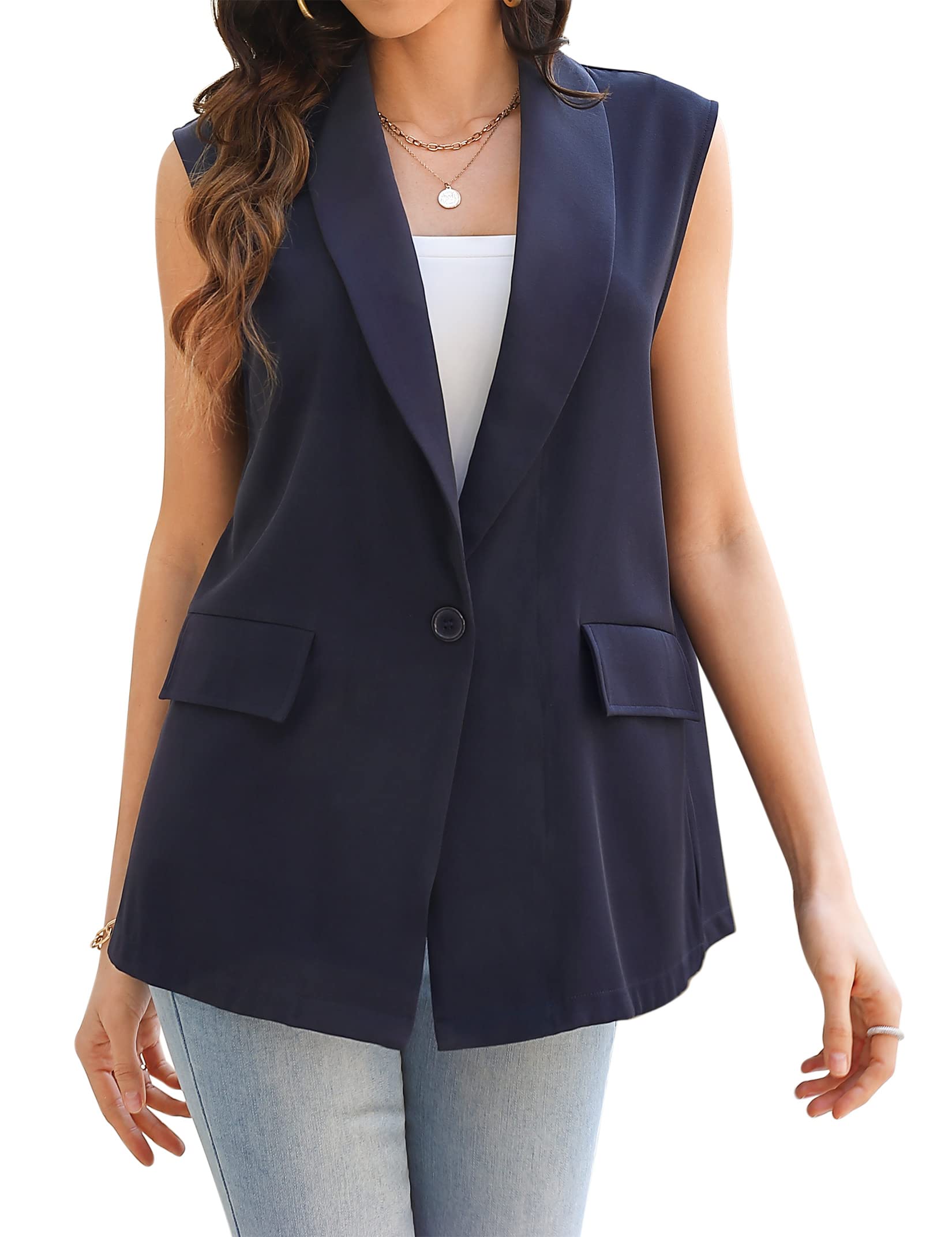 Women Blazer Sleeveless Office Waistcoat Casual Vest Jacket Coat
