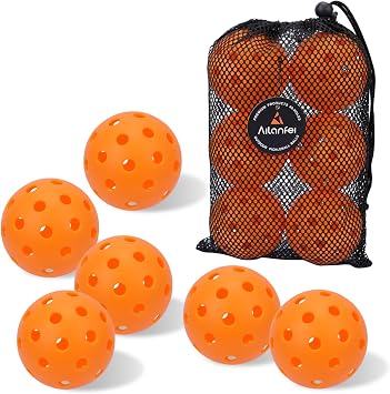 Pickleball Balls 6 Pack | 12 Pack- 40 Holes Outdoor Pickleball with Bag, Perfectly Balanced, High Bounce, Crack-Resistance,USAPA Standard - Multiple Colors