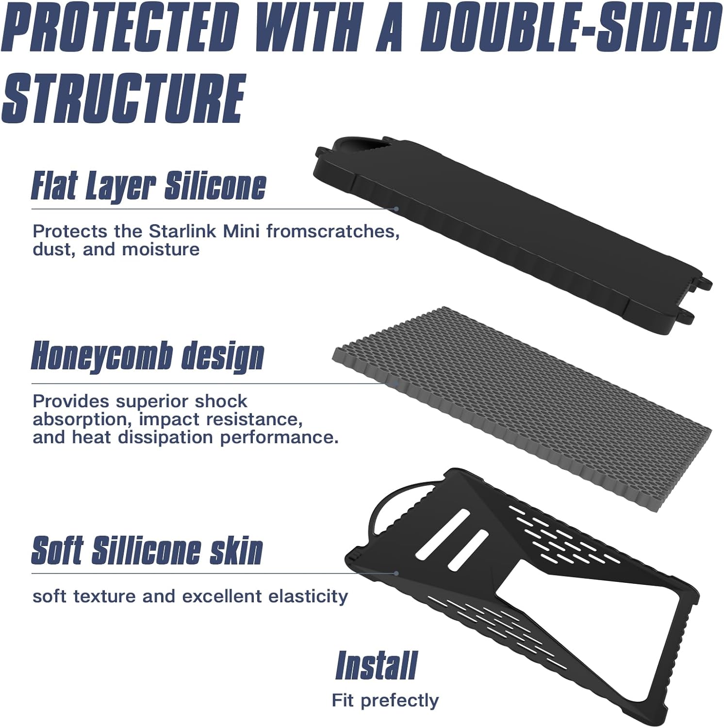 Acover Starlink Mini Protective Cover,Liquid Silicone Case for Starlink Mini Accessories Satellite Dish Waterproof & Anti-Scratch Cover with Handle & Hook Perfect for Outdoor Travel RV/Camping/Black - Image 2