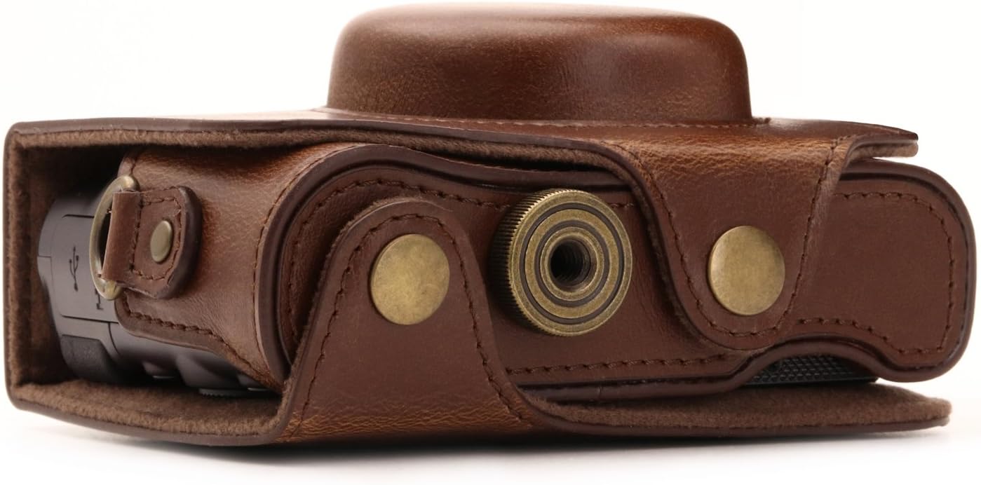 MegaGear MG1174 Canon PowerShot SX740 HS, SX730 HS Ever Ready Leather Camera Case with Strap - Dark Brown
