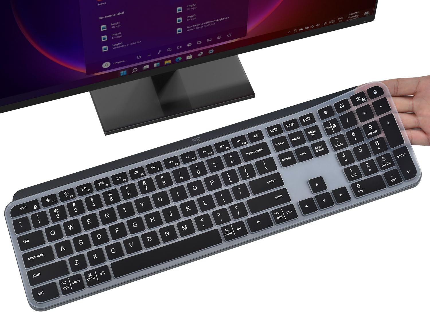 Keyboard Cover Skin for Logitech MX Keys S & MX Keys Advanced Illuminated Wireless Keyboard, Logitech Craft Advanced Wireless Keyboard Protector, MX Keys S Silicone Protective Skin, Black