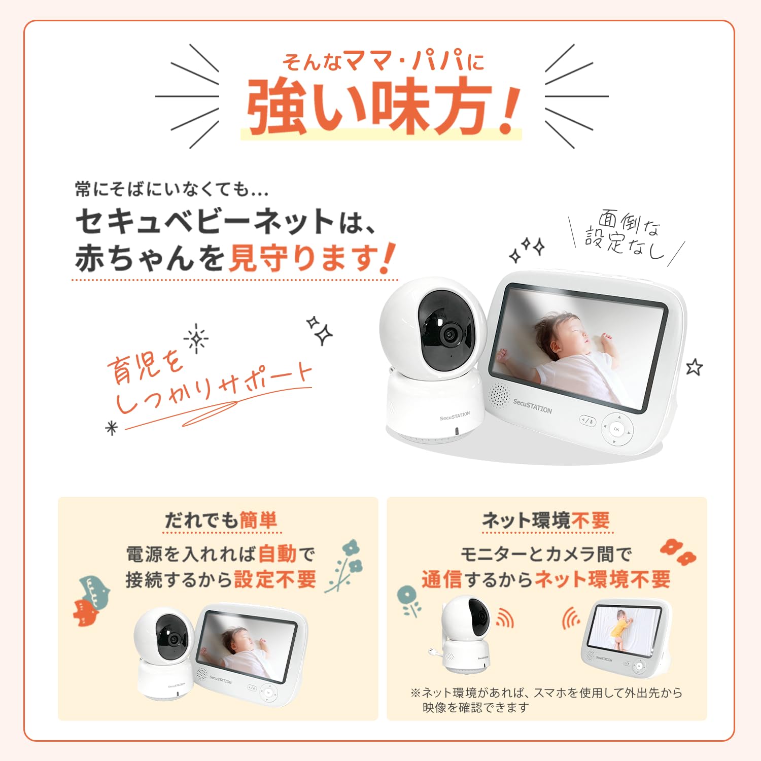 ベビーモニター 楽天市場】【楽天1位】 ベビーカメラ 高画質 大画面 録画対応