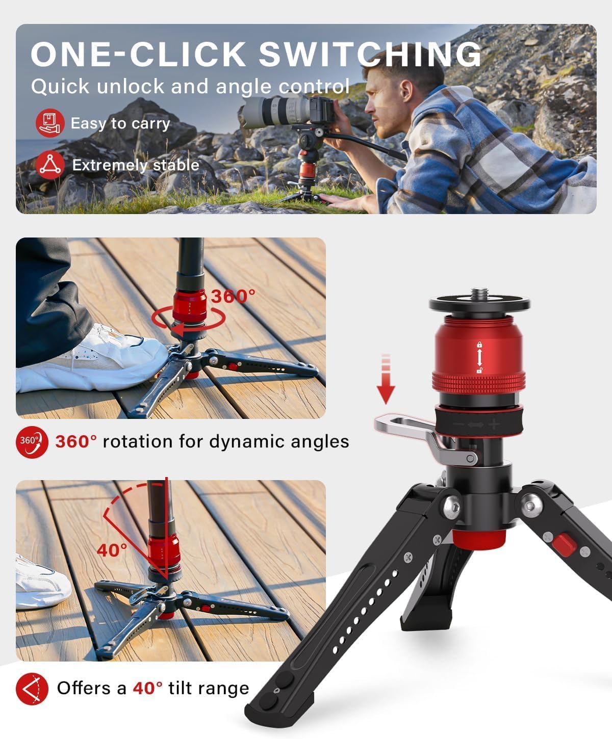 IFOOTAGE Monopod Cobra 3 Strike A150S, One-Touch Lifting Aluminum Video with Removable Tripod Base, Payload 11lb 60"/150cm, New and Good Item with Defective Box