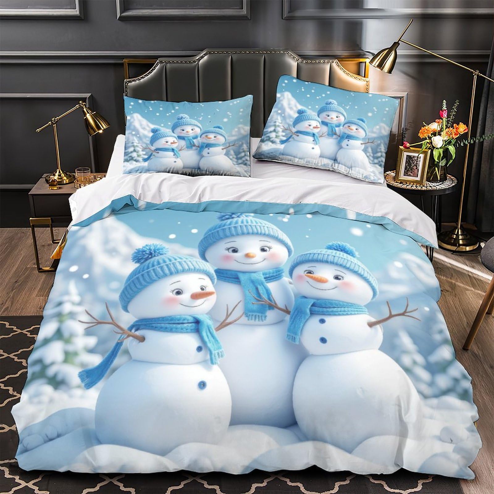 Parure de Lit Bonhomme de Neige Magie de l'Hiver Microfibre