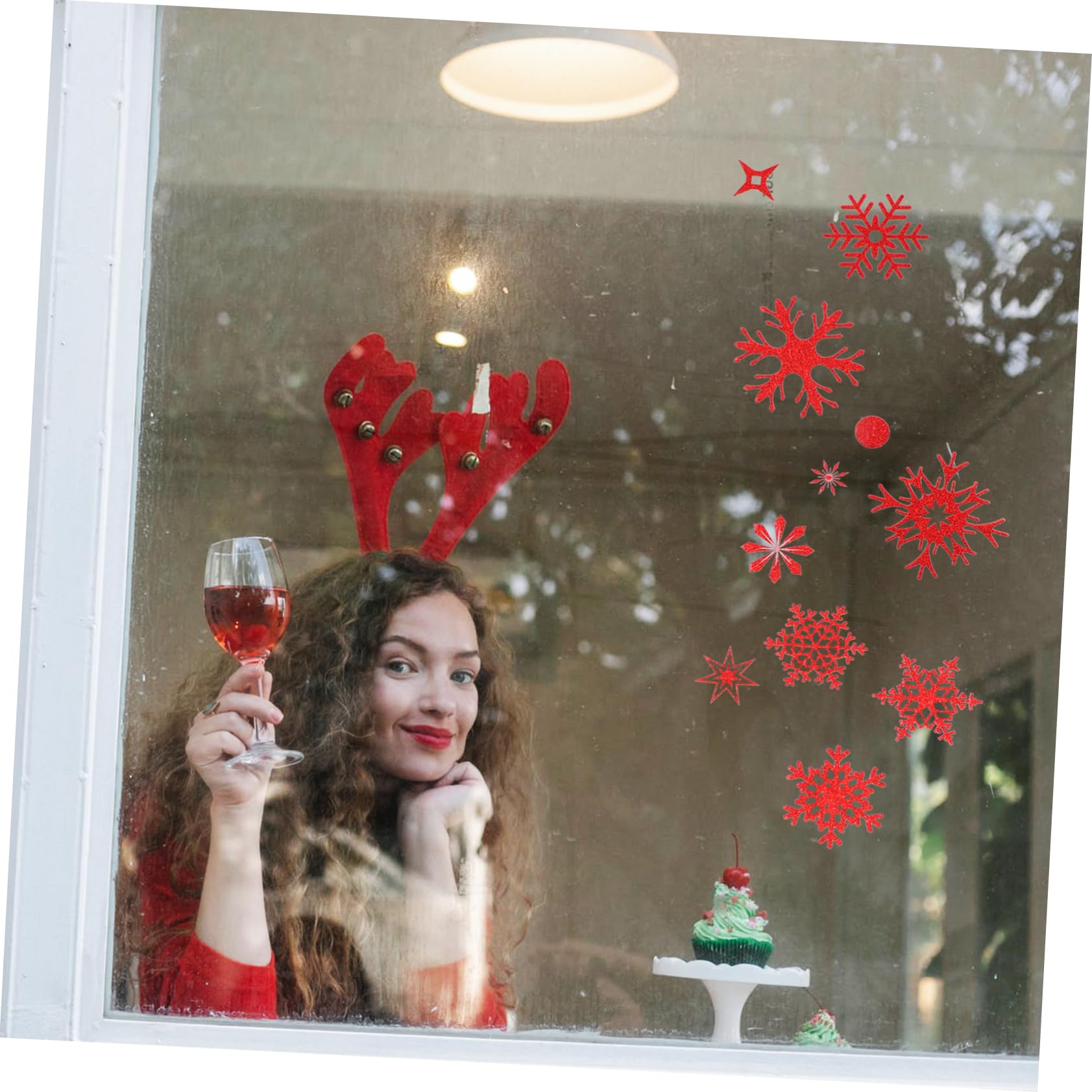 IMIKEYA 54 Pièces autocollant de verre decoration vitrine noel décoration fenêtre noel autocollants de fenêtre de flocon de neige d'hiver Noël décalcomanies de flocon de neige