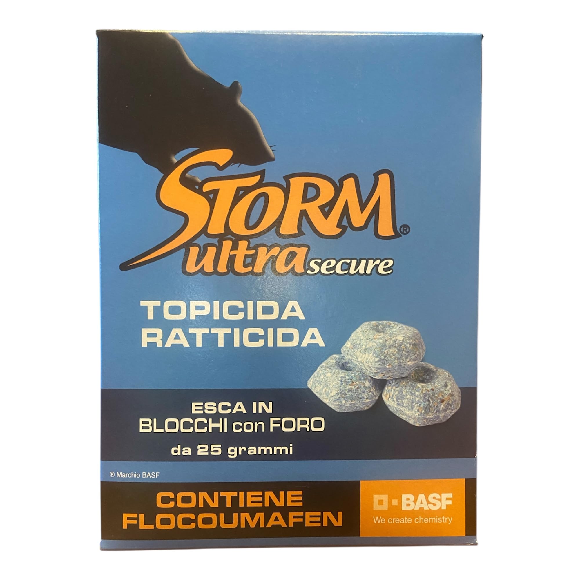 BASF - Veleno per Topi Professionale Potente, Esche per Topi e Ratti in Confetti, Nuova Formula più Efficace e Appetibile, Topicida a Base di Flocoumafen 25ppm (Storm® Ultra Secure 300gr)