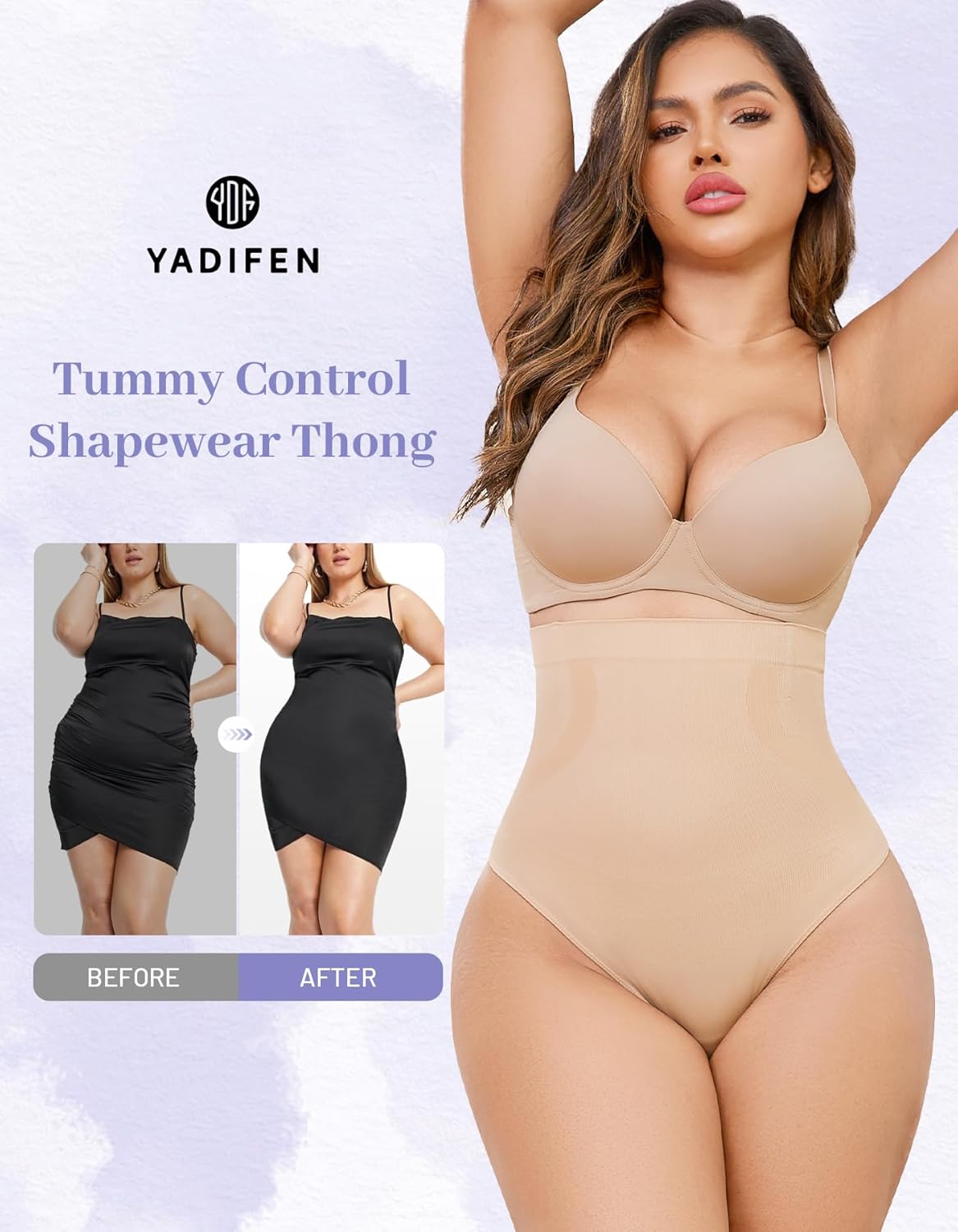 YADIFEN Tummy Control Thong Shapewear for Women High Waist Body Shaper Briefs Seamless Thong Shapewear for Women - Image 4