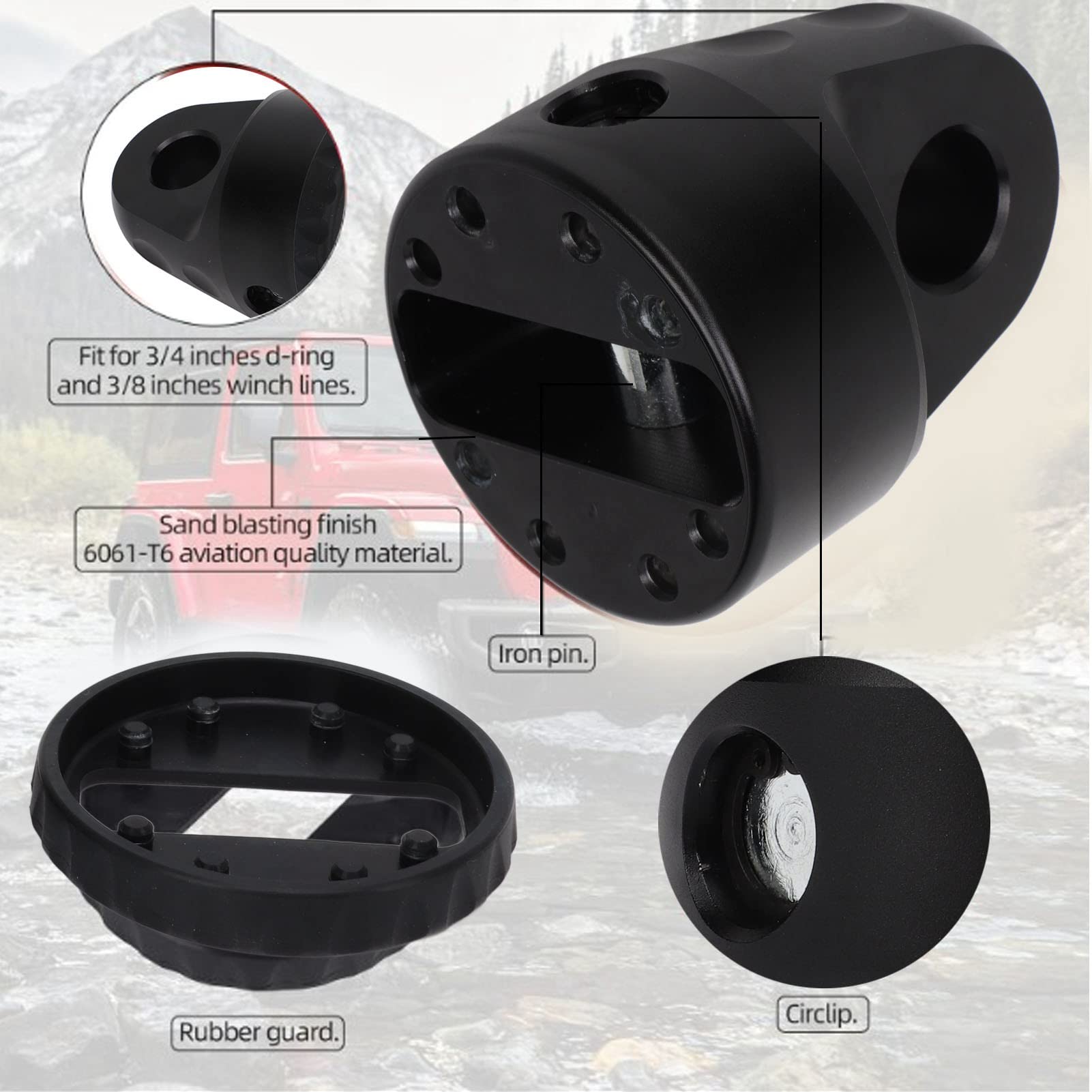 Winch Grillo Mount 9.979 kg Capacità Lega di Alluminio per ATV UTV SUV - 3/4 Pollici D & 3/8 Pollici Corda Verricello Compatibile