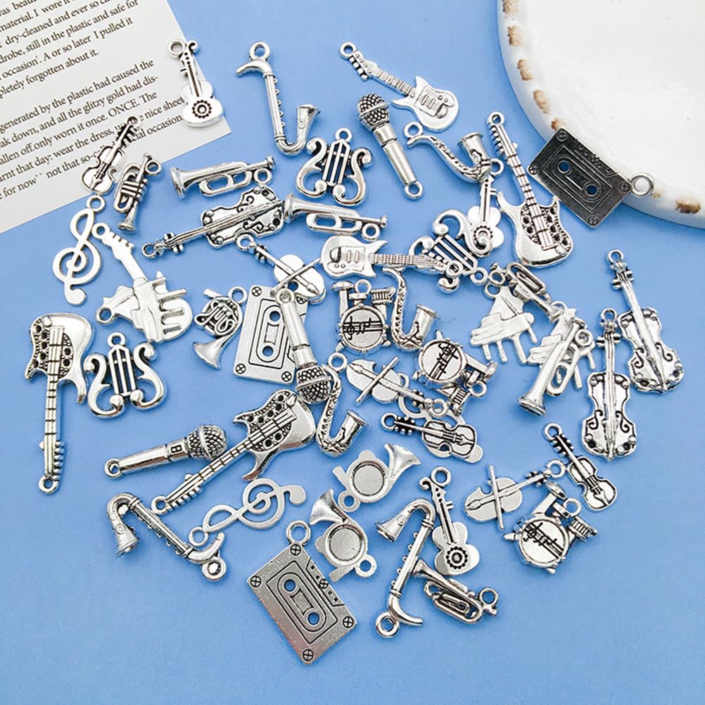 51 sztuk zawieszek w stylu retro, ręcznie wykonana, biżuteria z nutami, metalowa zawieszka, instrumenty muzyczne, charms dla miłośników muzyki, DIY, bransoletki, naszyjniki