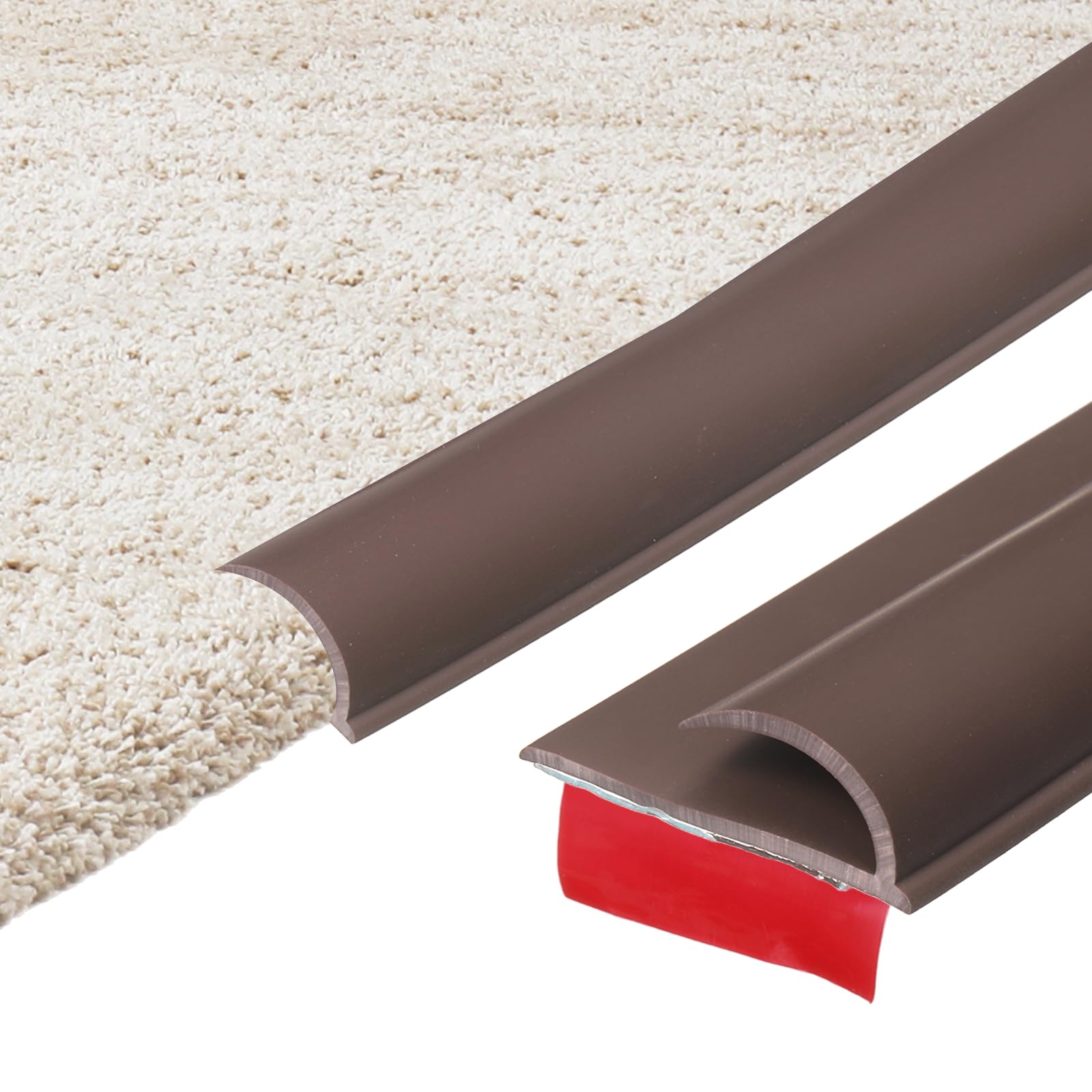 sourcing map 2m x 35mm x 10mm Carpet to Tile Transition Strip, Self-Adhesive Carpet Edge Strip, PVC Gap Cover, Laminate Edge Trim for Uneven Surfaces, Dark Coffee โ image 1