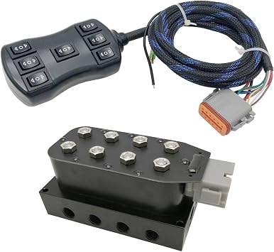 4 Corner Solenoid Valve Air Rid Manifold for 4 Air Bag Suspension System with 10 Feet 7-Switch Wired Remoted Controller Ports 3/8 NPT Ports