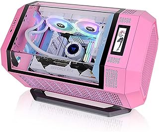 Computer Cases,Mid-Tower PC Gaming Case M-ATX/ITX - Front I/O USB 3.0 /Type-C Port - Panoramic View Tempered Glass Panel - Includes a 3.9-inch LCD Expansion Screen