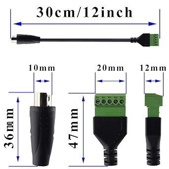 8pin Mini DIN Screw Terminal Adapter DIY Mini DIN S-Video 8pin Male to 5-Pin Screw Terminal Pluggable Type Block Cable for PLC Computers, Monitors,Televisions, Servers,etc.(2pack/30CM)