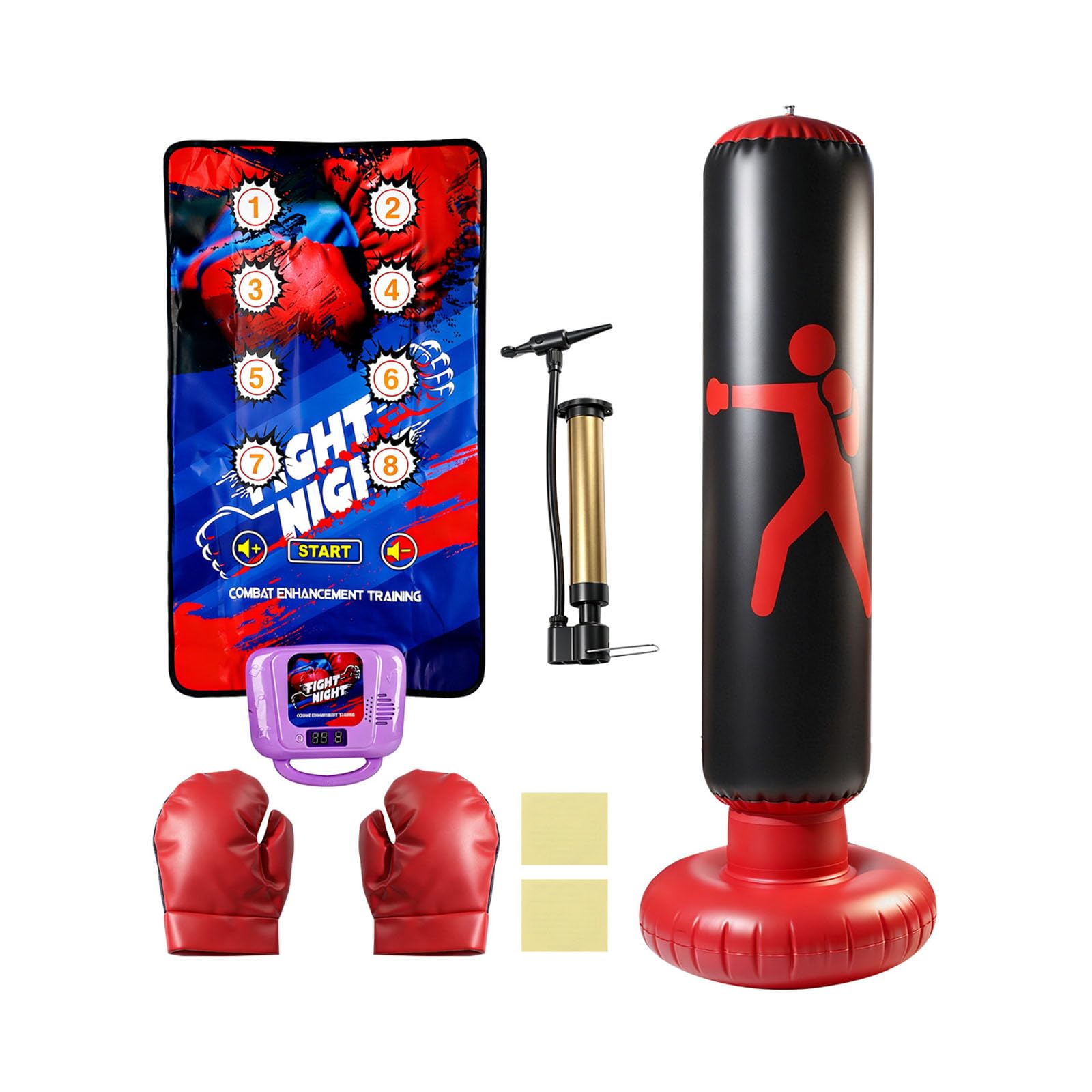 Juego de almohadilla de puntuación electrónica para jóvenes con bolsa inflable independiente, guantes y bomba de mano para el hogar, sala de juegos, juego activo