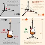 CAHAYA Support de guitare réglable Tpod Portable Support de Guitare pliable avec support de cou pour guitare basse classique électrique acoustique 30.7in à 37in Hauteur réglable