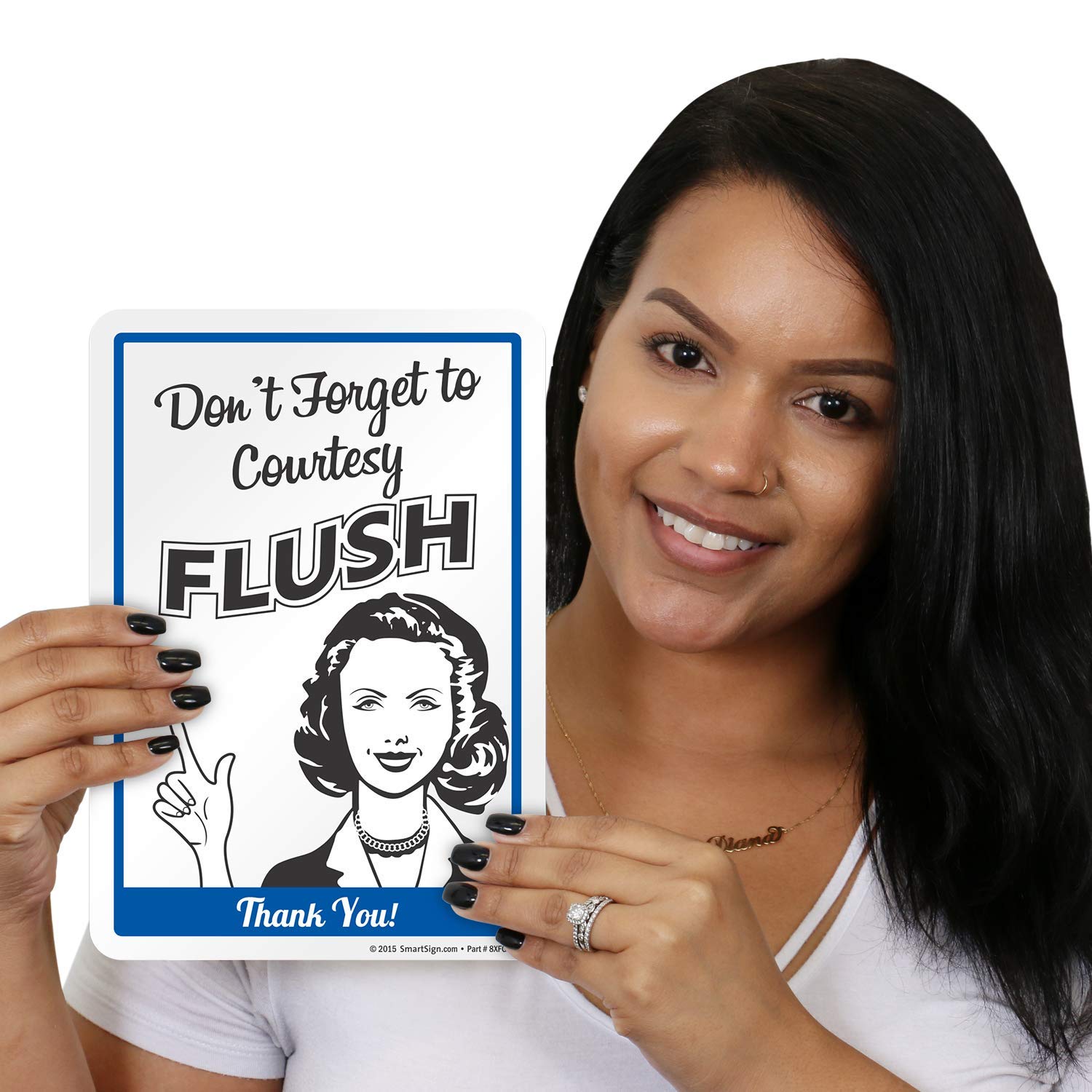 SmartSign "Don't Forget To Courtesy Flush" Bathroom Sign - 10x14 Plastic