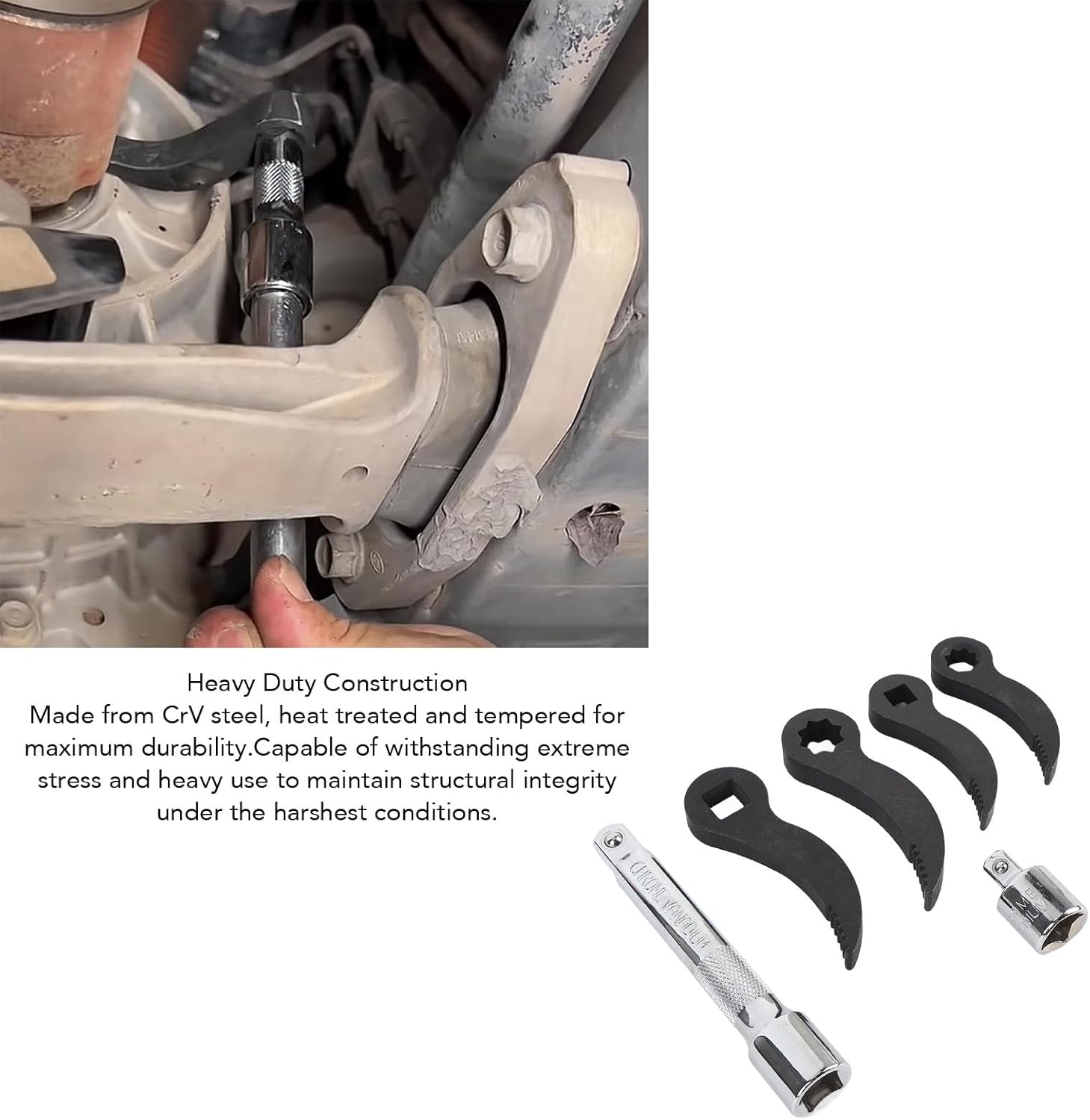 WALFRONT Crafted from CrV Steel Pry Bar Wrench Adaptor Head with Double Square and Square Heat Treated for Maximum Durability for Automotive Drive Shafts