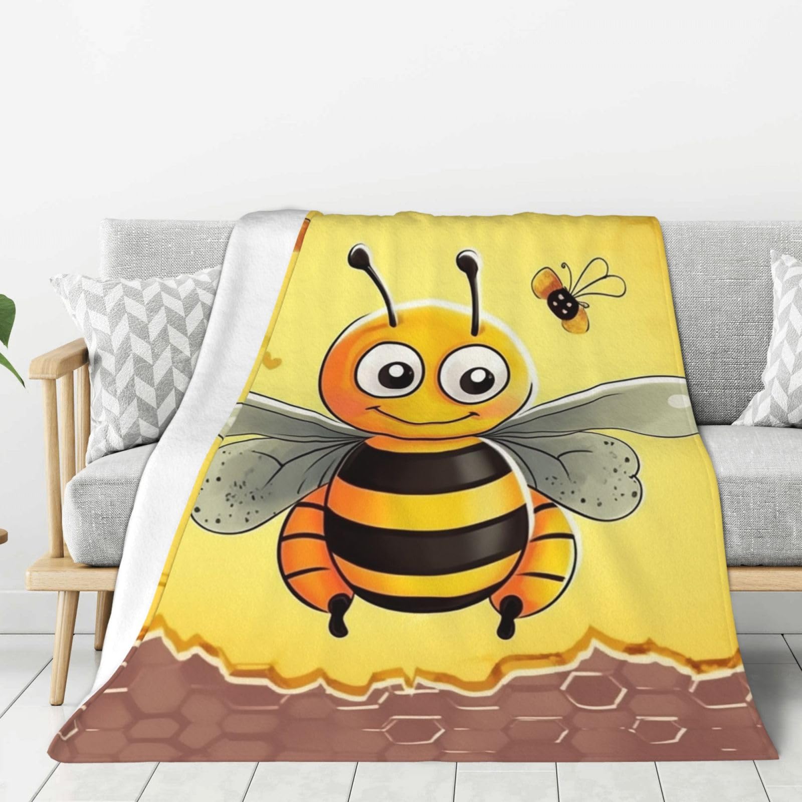 Plaid en flanelle de qualité supérieure super douce et chaude motif abeille