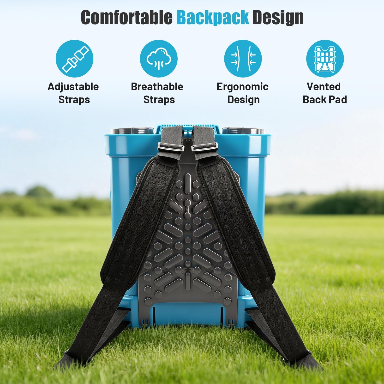 SideKing Pompa Irroratrice a Batteria 16 Litri, Atomizzatore a Spalla con 5 Ugelli, Pressione Regolabile 8,3 Bar, Batteria 4000mAh, Pompa per Diserbante per Giardino, Diserbante e Pulizia Tetti