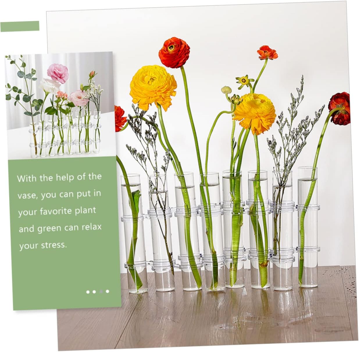 Zerodeko 1Set Hydroponics Test Tube Vase Desktop Plant Terrarium with Hook for Home Office and Garden Decoration Stylish Propagation Station for Indoor Plants