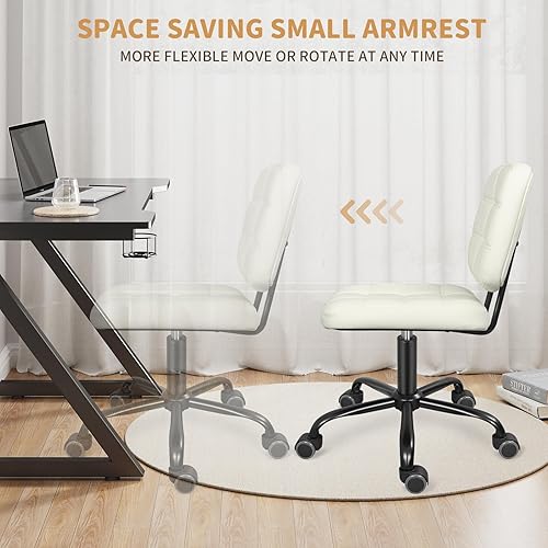 Miniatura 5 de Silla de escritorio de oficina en casa sin brazos con ruedas, moderna silla ergonómica con ruedas giratorias de 360, sillas de tareas de computadora