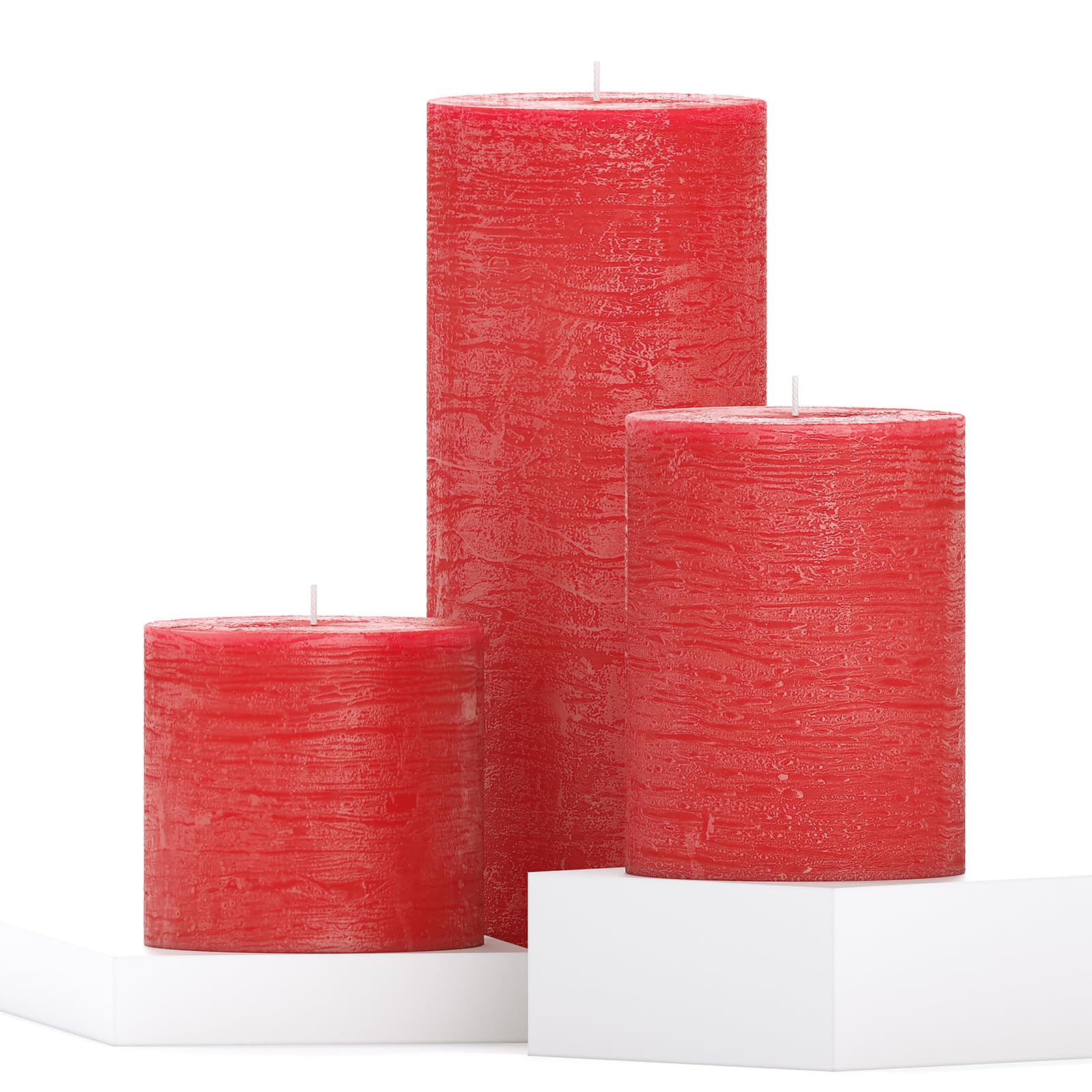 Bougies pour la maison rustiques et assorties en lot de 3 piliers