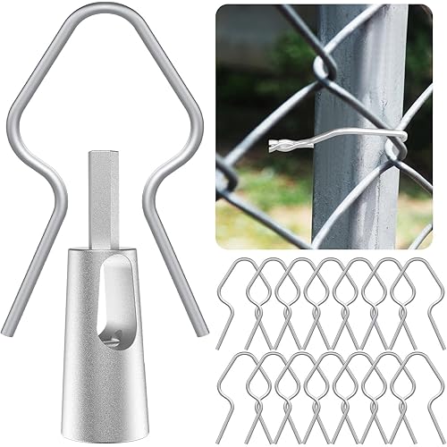 400 Pcs T Post Clips Kit, Metal Wire Fence Clip & 1 Drill Chuck, Galvanized Steel Tie Preformed T-Post Fence Clips 11 Gauge Fence Ties Fast Installation Farm Garden&Livestock Fencing T/U-Posts(Silver)
