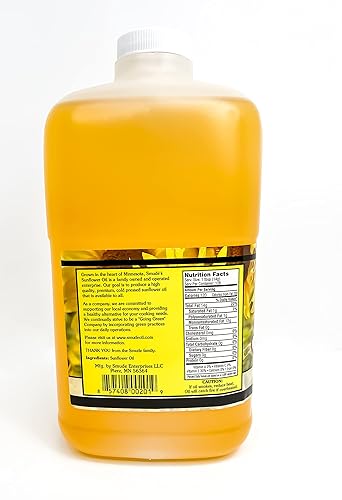 Miniatura 3 de Smude's Brand - Aceite de girasol prensado en frío – Botella de plástico de ½ galón (64 onzas) | Aceite de cocina saludable y versátil, alto oleico,