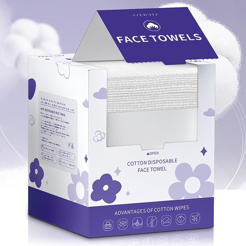FFEWAFP Toalhas faciais descartáveis de algodão, 50 unidades