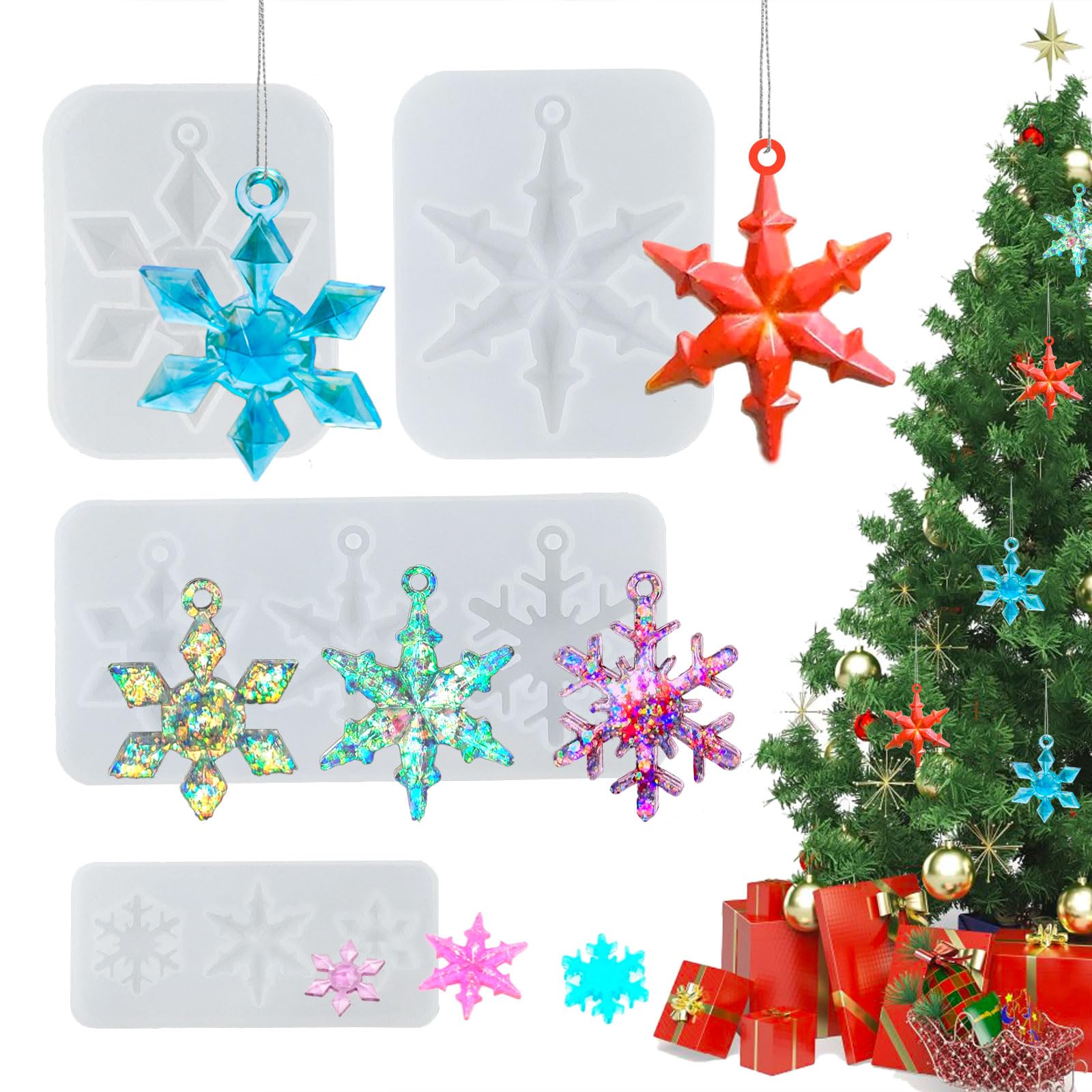 Lot De 6 Moules Silicone Flocons De Neige Pour Résine époxy - Pour Pendentifs De Noël DIY - Alimentaire Et Sans BPA - Réutilisables