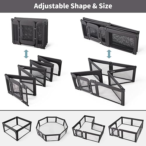Miniatura 3 de Corralito para bebés, corralito para niños pequeños de 1 a 3 años Doradotey con puerta, corralito grande de 79 x 71 pulgadas, corralito plegable y