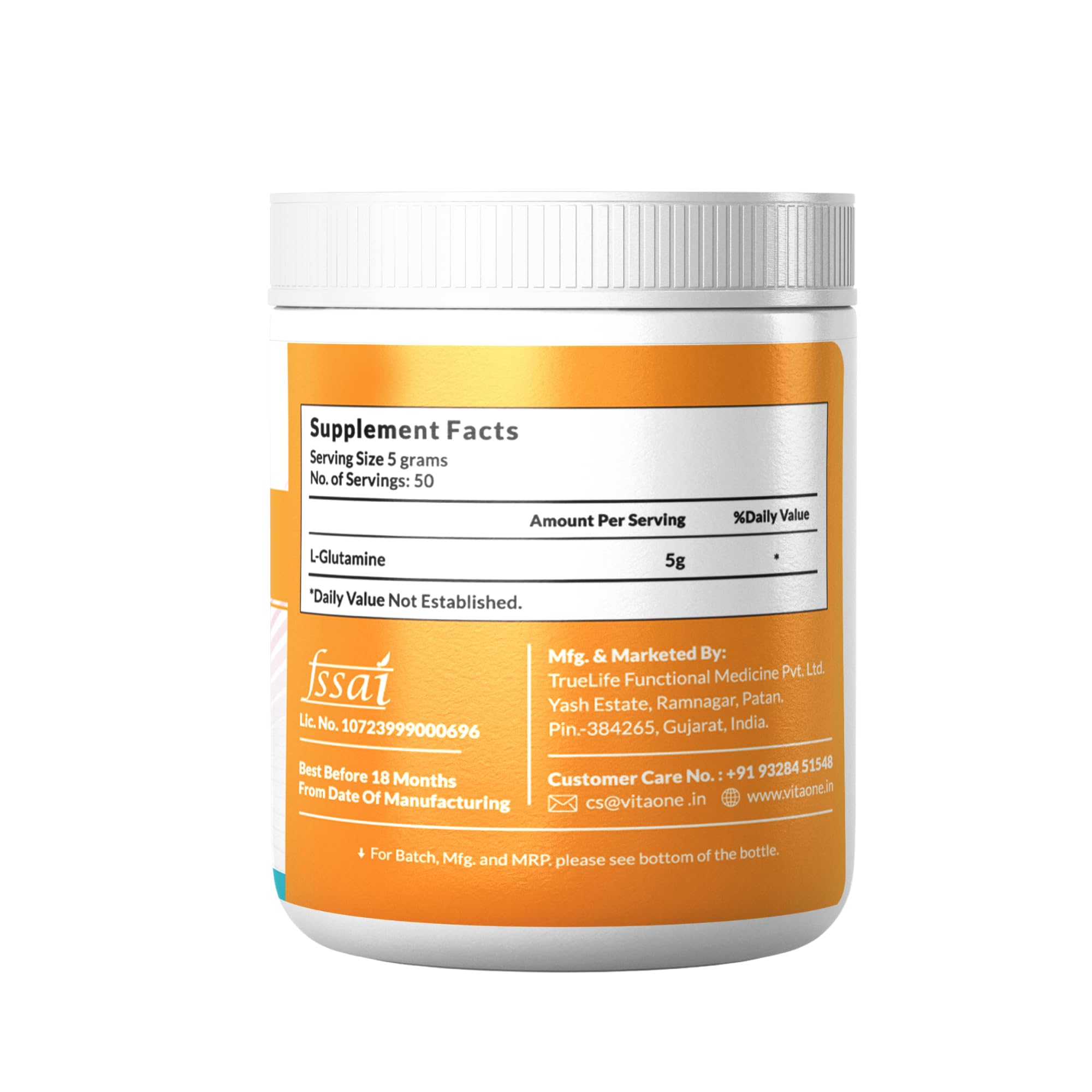 L-Glutamine Powder 250g | Unflavoured Amino Acid Supplement | Post Workout Supplement for Muscle Growth & Recovery | Health Supplement for Men & Women | 5g Glutamine per serves, 50 Servings — Amazon image 3