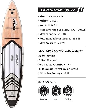 THURSO SURF Expedition Touring Inflatable Stand Up Paddle Board SUP 11'6 | 12'6 Woven Drop-Stitch Two Layer Stabel Non-Slip Deck with SUP Accessories for Adults