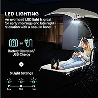 Vista 3 de Best Choice Products Tumbona curvada colgante iluminada por LED para patio trasero, patio, césped con 3 ajustes de luz, almohada resistente a