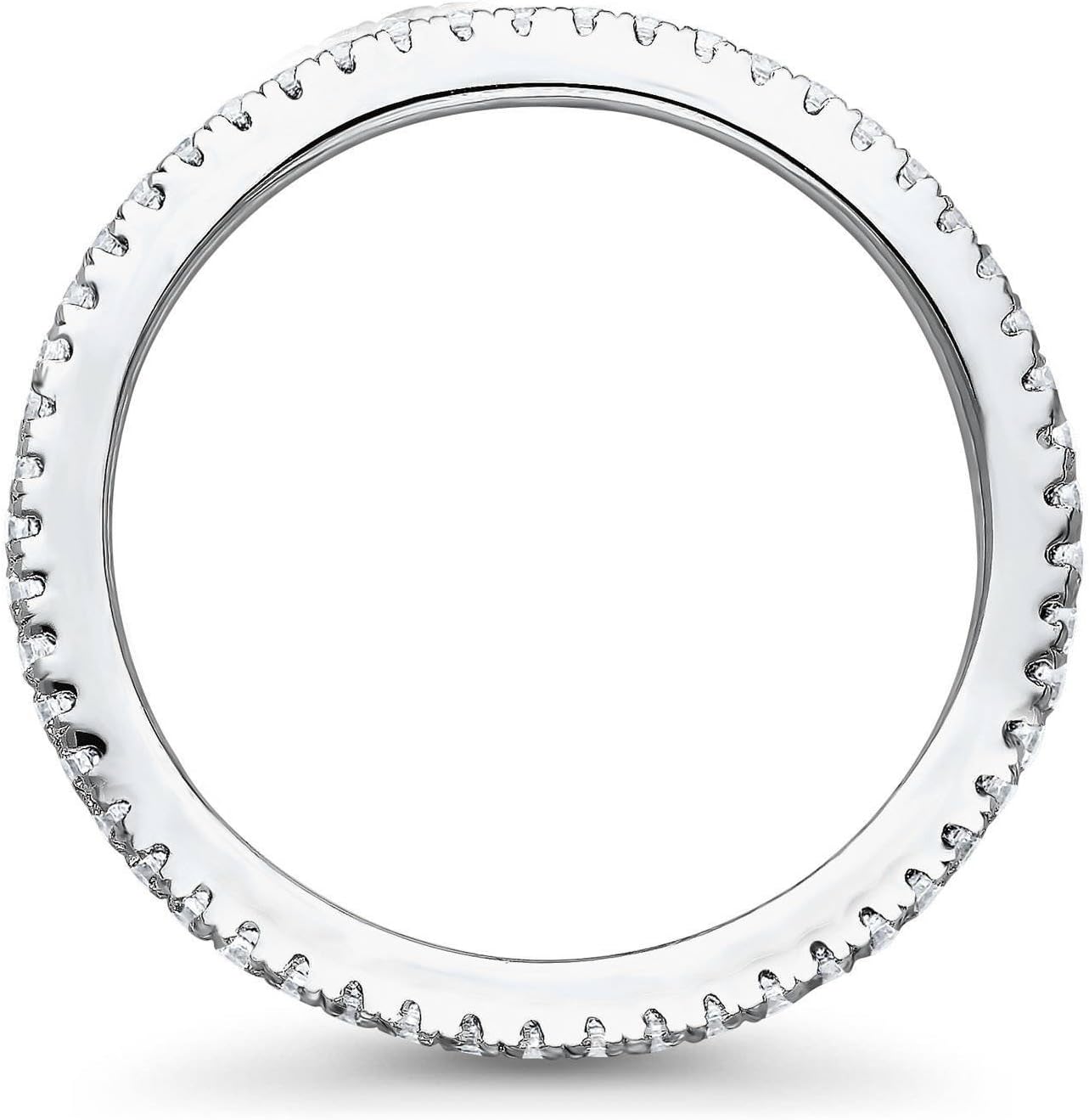 BERRICLE Sterling Silver Wedding Rings Stackable Eternity Band Ring for Women, Micro Pave Set Round Cut Cubic Zirconia CZ