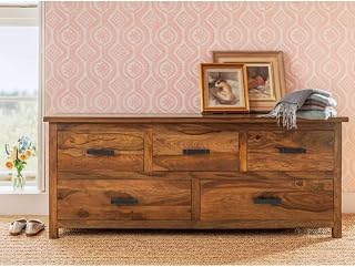 GateWay Furniture Solid Sheesham Wood Chest of Drawers for Bedroom and Living Room (Design 6)