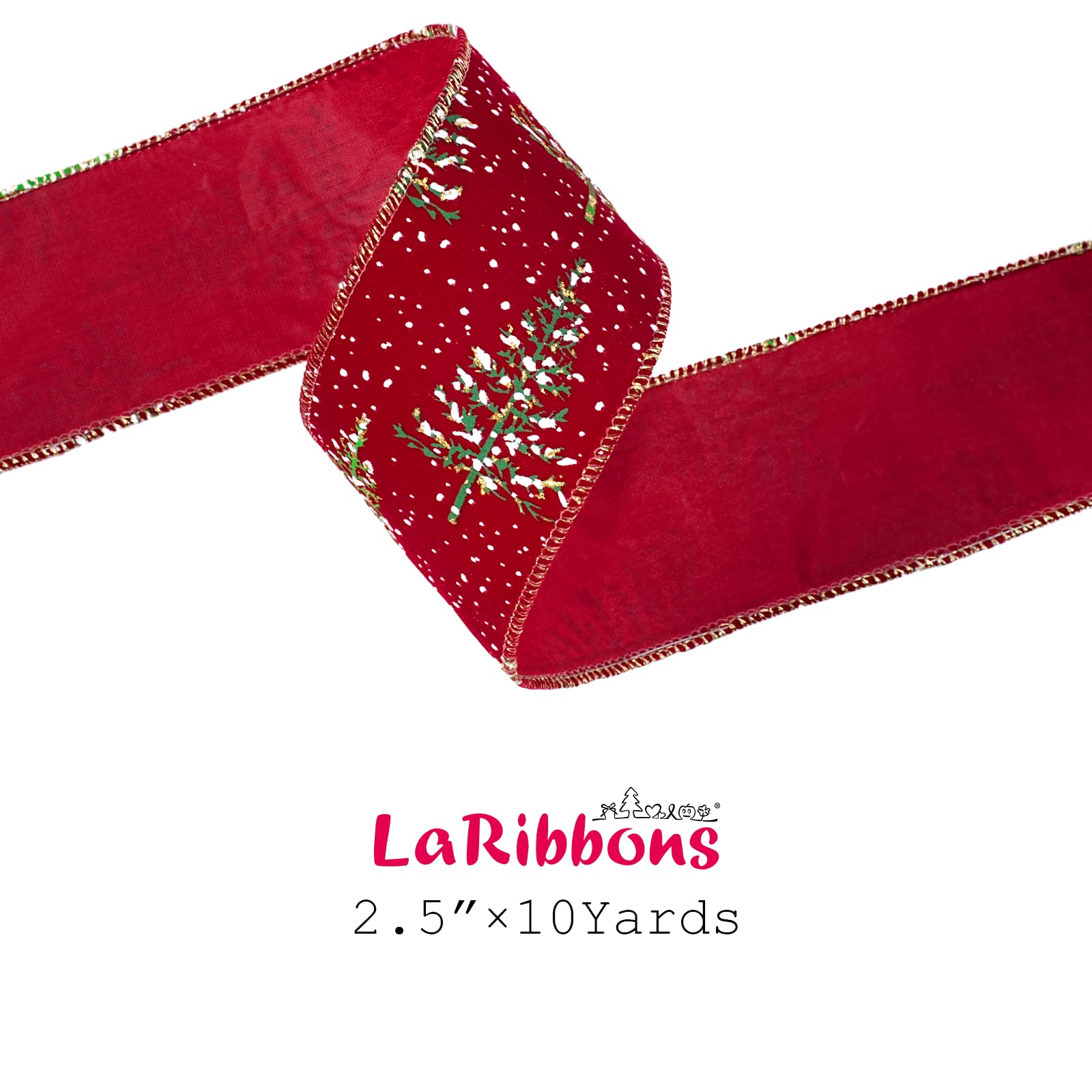 LaRibbons Red Christmas Ribbon Wired, 2.5 Inch x 10 Yard
