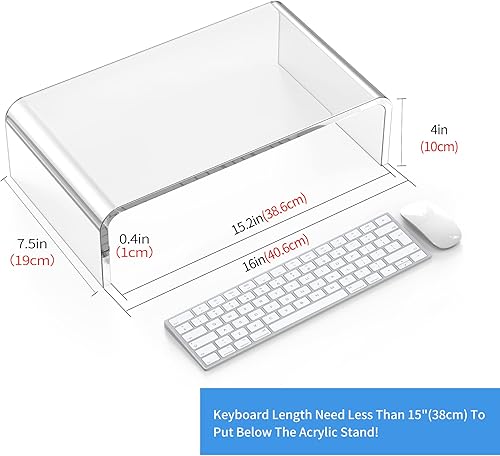 Miniatura 2 de Soporte de acrílico para monitor, soporte de acrílico para laptop, soporte para PC, soporte para monitor de computadora transparente, soporte para