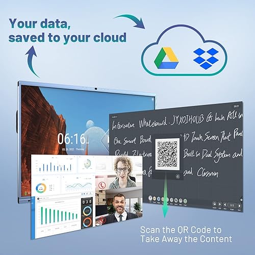 Miniatura 7 de Smart Board, 65 Inch All in One Interactive Whiteboard with 4K UHD Touch Screen Flat Panel, Digital Electronic Whiteboard Built in Dual System and