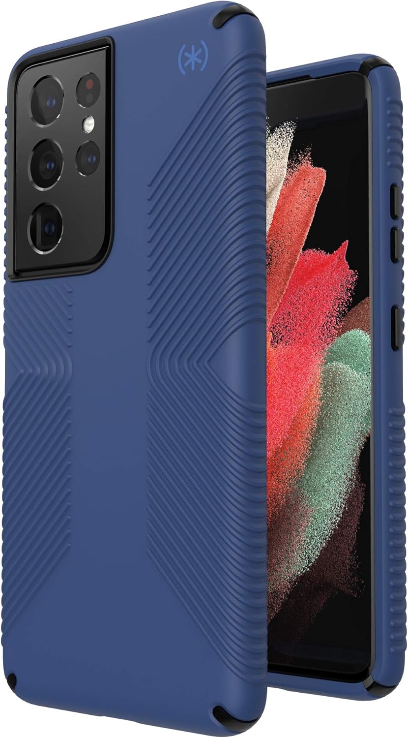 Speck Products Presidio2 Grip Samsung Galaxy S21 Ultra 5G Case, Coastal Blue/Black/Storm Blue