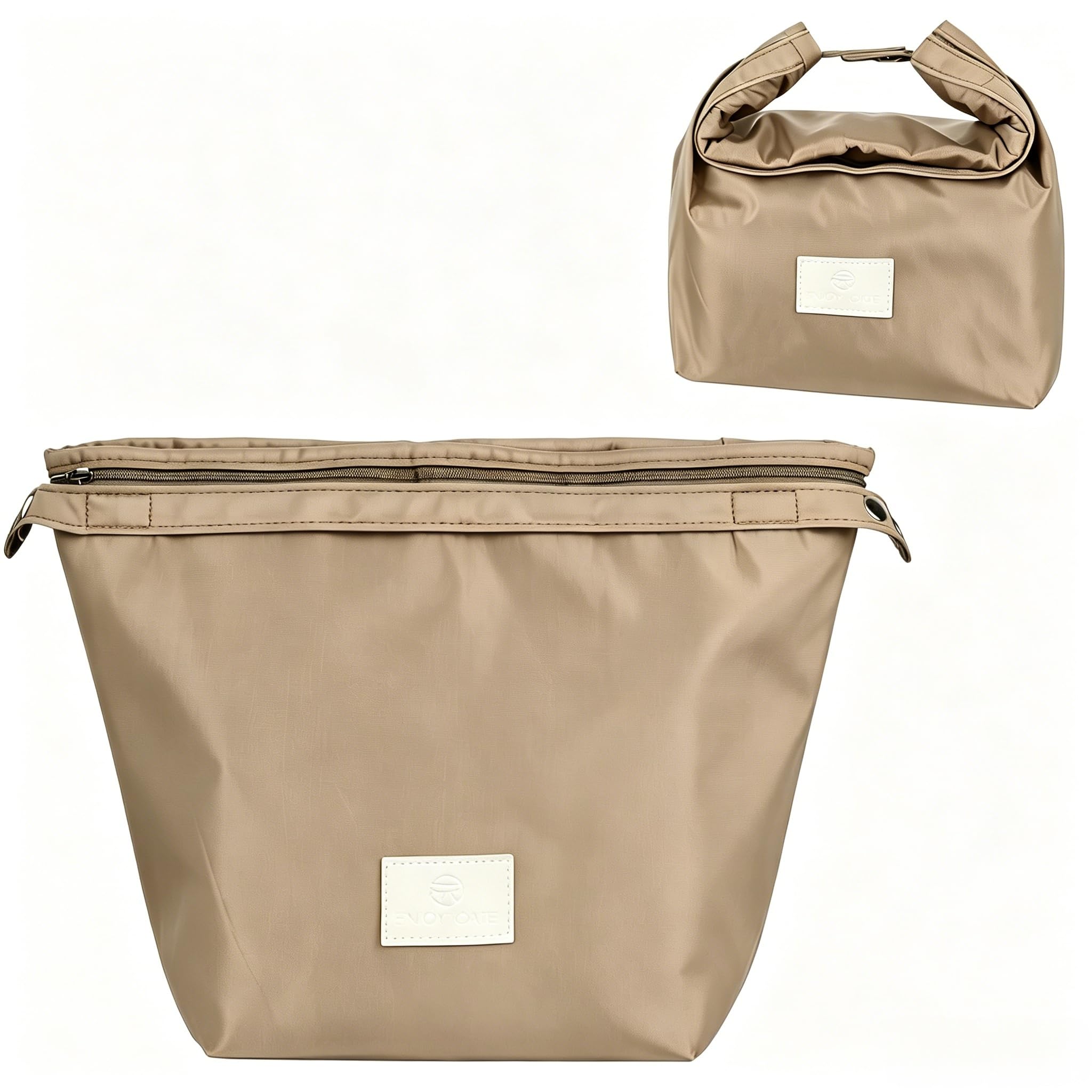Winsegom Roll-Top Insulated Lunch Bag, 10L Waterproof Thermal Cooler Tote Bag, Reusable Leakproof Lunch Box for Men Women, Practical Food Storage Handbag for Work School Picnic Travel (Khaki)