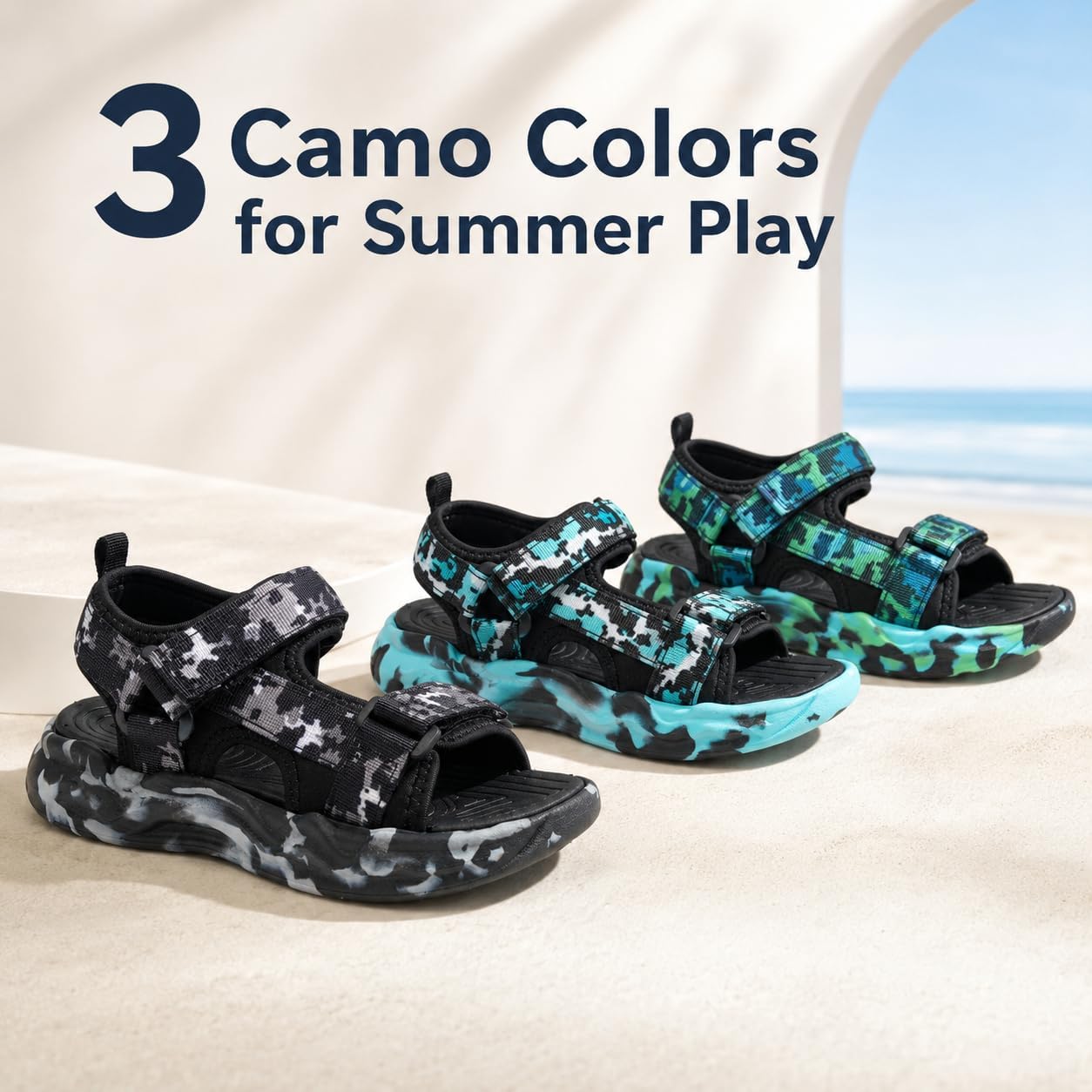 Kids Adjustable Sport Sandals Open Toe Quick Dry Beach Water Summer Shoes