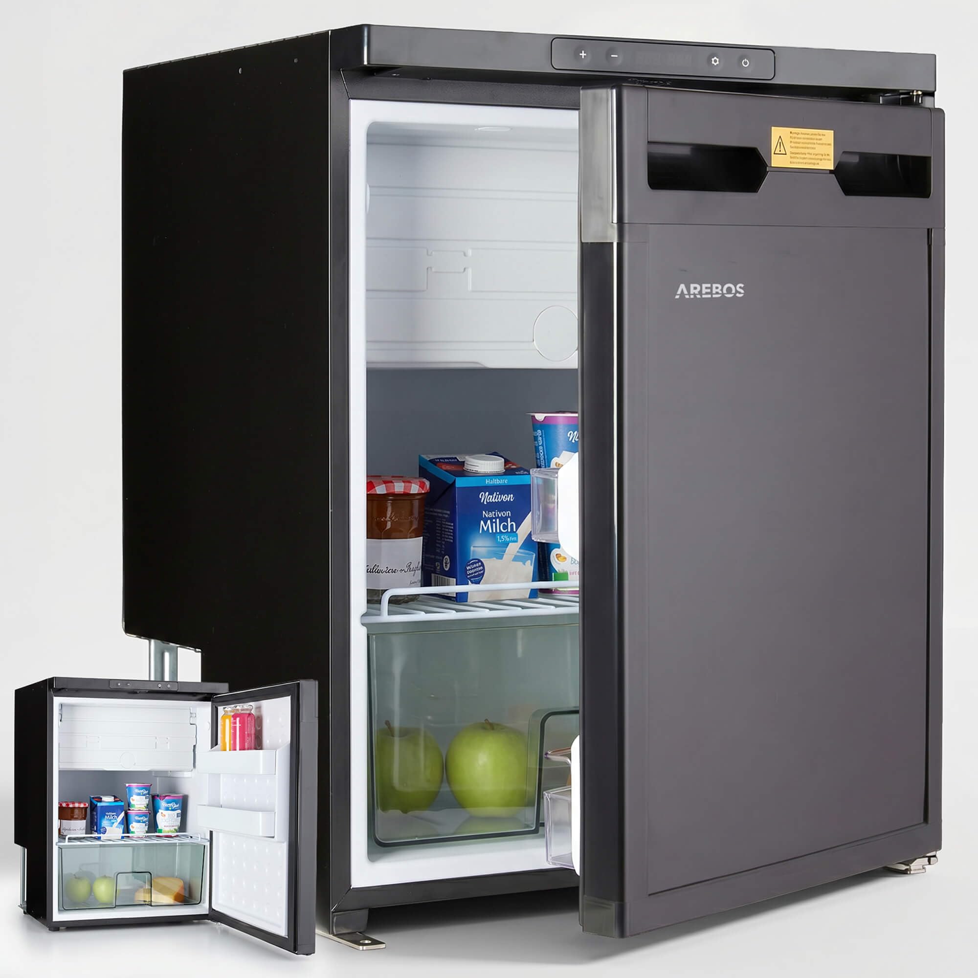 Arebos Wohnmobil Kompressor Kühlschrank 65L mit Gefrierfach | Camping & Outdoor Kühlschrank 12V/24V | bis -20°C | Auto & LKW | Wechselbarer Türanschlag | APP-Steuerung