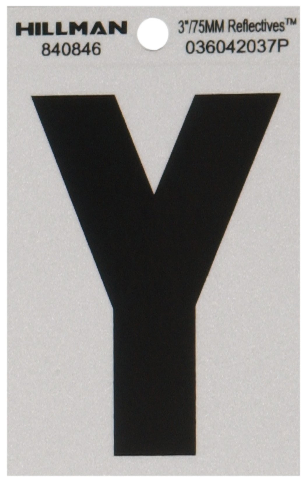 Hillman840846 3" Black and Silver Reflective Poly-Film Adhesive Letter Y