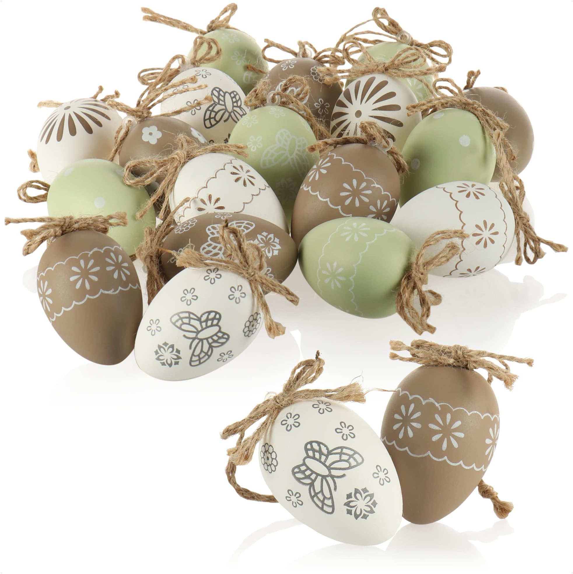 Mizijia Uova di Pasqua, 24 Pezzi Ecorazioni Pasquali Uova, Uova di Pasquali da Appendere, Plastica Colorata Uova di Pasqua, Artigianato per Decorazione delle Uovo Pasqua (24