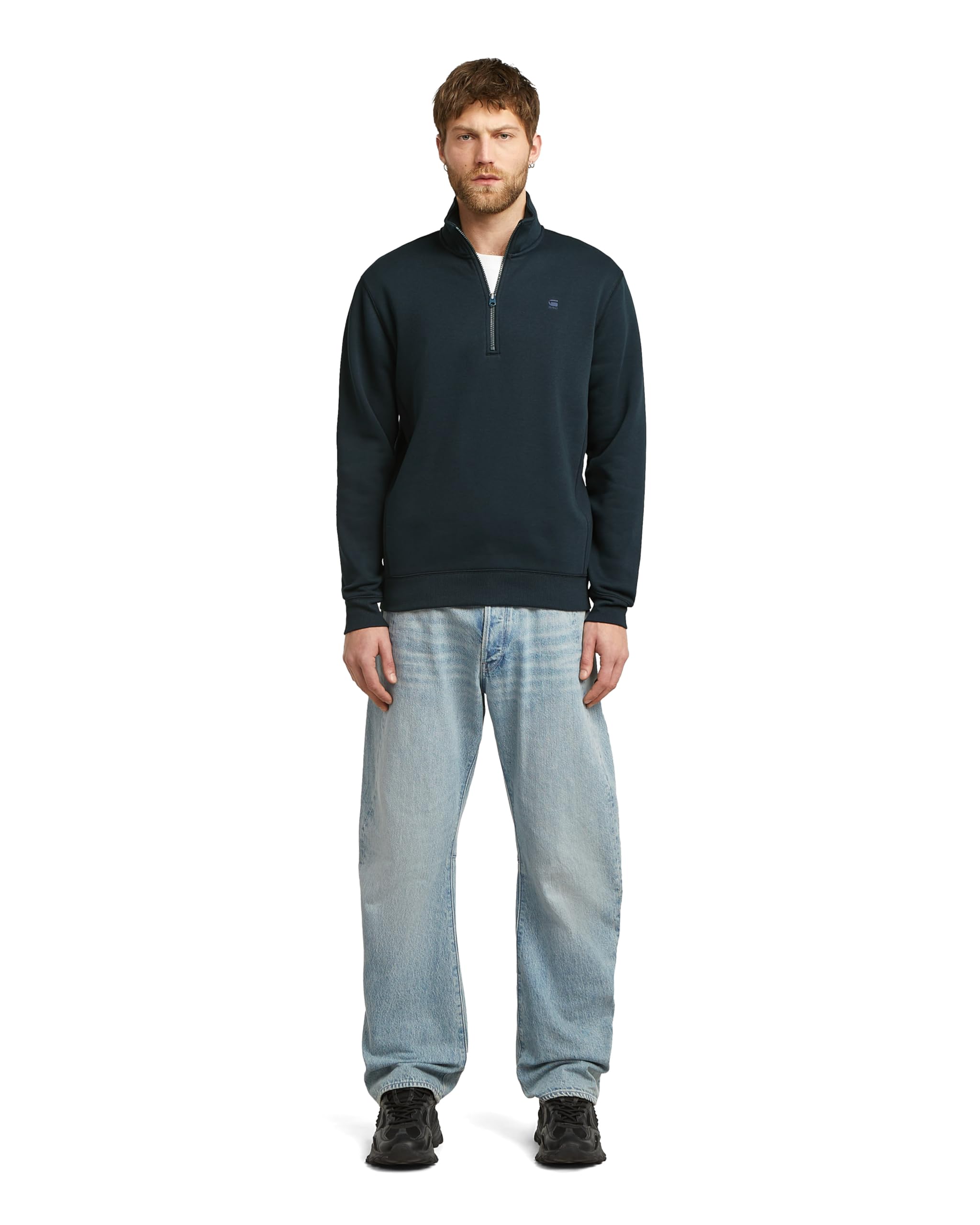G-STAR Męska bluza premium Core Half Zip Sweater, Niebieski (Salute D26459-c235-c742), L