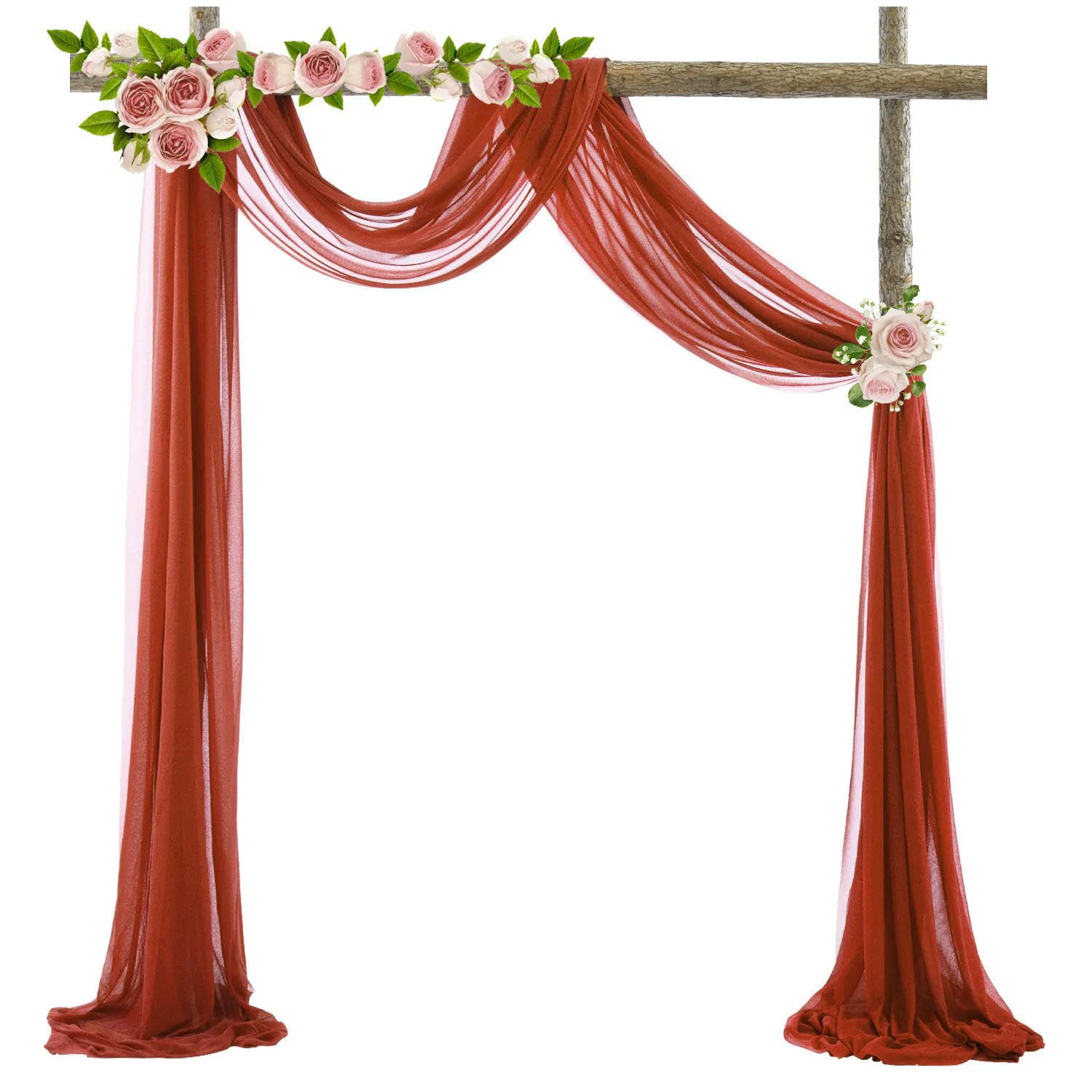 Hochzeitsbogen Stoff Hochzeit Party Bogen Drapierung Stoff Dekor Weiß Rosa Terrakotta Burgunderrot Sheer Voile Chiffon Vorhang Hintergrund Panel