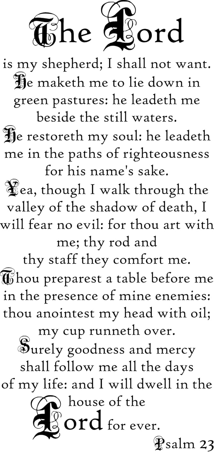 Psalm 23 Scripture Wall Decal Select Size/Color The Lord is My Shepherd Sticker Sign Art Mural Home Decor